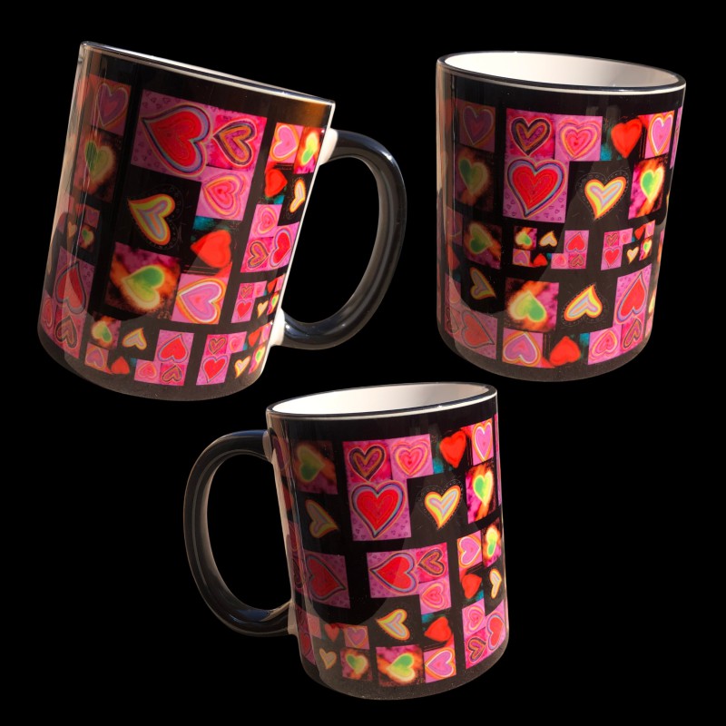 Taza cerámica premium corazones