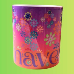 Taza  mug 325ml cerámica premium flores primavera