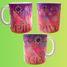 Taza  mug 325ml cerámica premium flores primavera