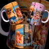 Taza mug bon día con pareja de gatitos