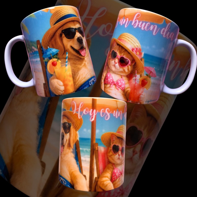 Taza mug 325ml calidad premium pareja de gatitos