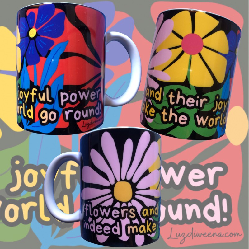 Taza mug ilustración flores modernas