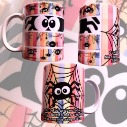 Taza mug 325ml contra ilustrasion arañas divertidas