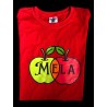 camiseta 100% algodón peinado originale con manzana verde y roja, mela palabra italiana de manzana