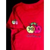 camiseta 100% algodón peinado originale con manzana verde y roja, mela palabra italiana de manzana