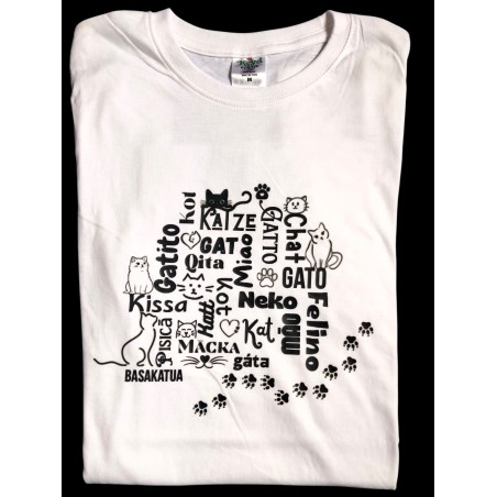 camiseta gatuna 100% algodón peinado de 150g en varios colores y de manga corta