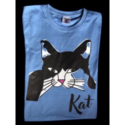 camiseta gato simpático 100% algodón peinado, ilustrada por luz di weena