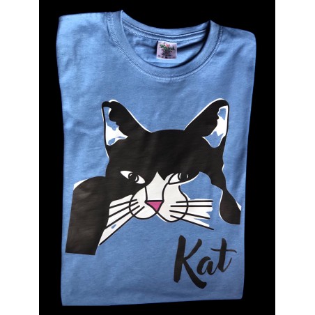 camiseta gato simpático 100% algodón peinado, ilustrada por luz di weena