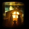 mini belen con luz. hecho a mano. en cúpula de vidrio. decoración navideña