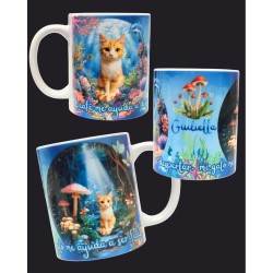Taza Mug con ilustración de gatita Giulietta. Taza calidad premium