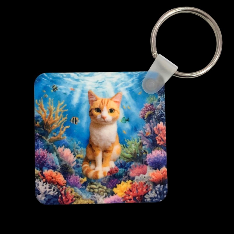 Llavero de madera 5x5cm con gatita