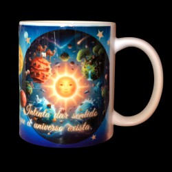 pack universo, taza calidad premium y llavero ilustrado por las dos caras